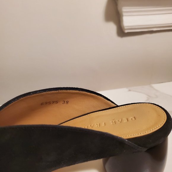 Dear Frances Ayr Mule Sandals Black Curved Tortoise Plexiglass Italian heels - Picture 6 of 9